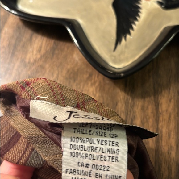 Jessica Asymmetrical Plaid Skirt in Brown and Cream - Picture 5 of 5